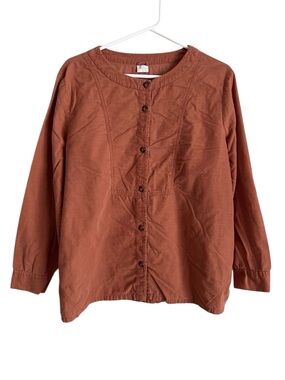 Poetry Womens Corduroy Button Down Long Sleeve Brown Boho Lagenlook Cotton Sz 14